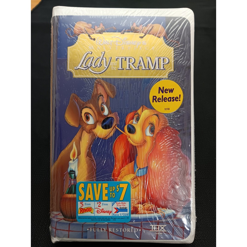Walt Disney Lady and the Tramp VHS 1998 Masterpiece Fully Restored Sealed New